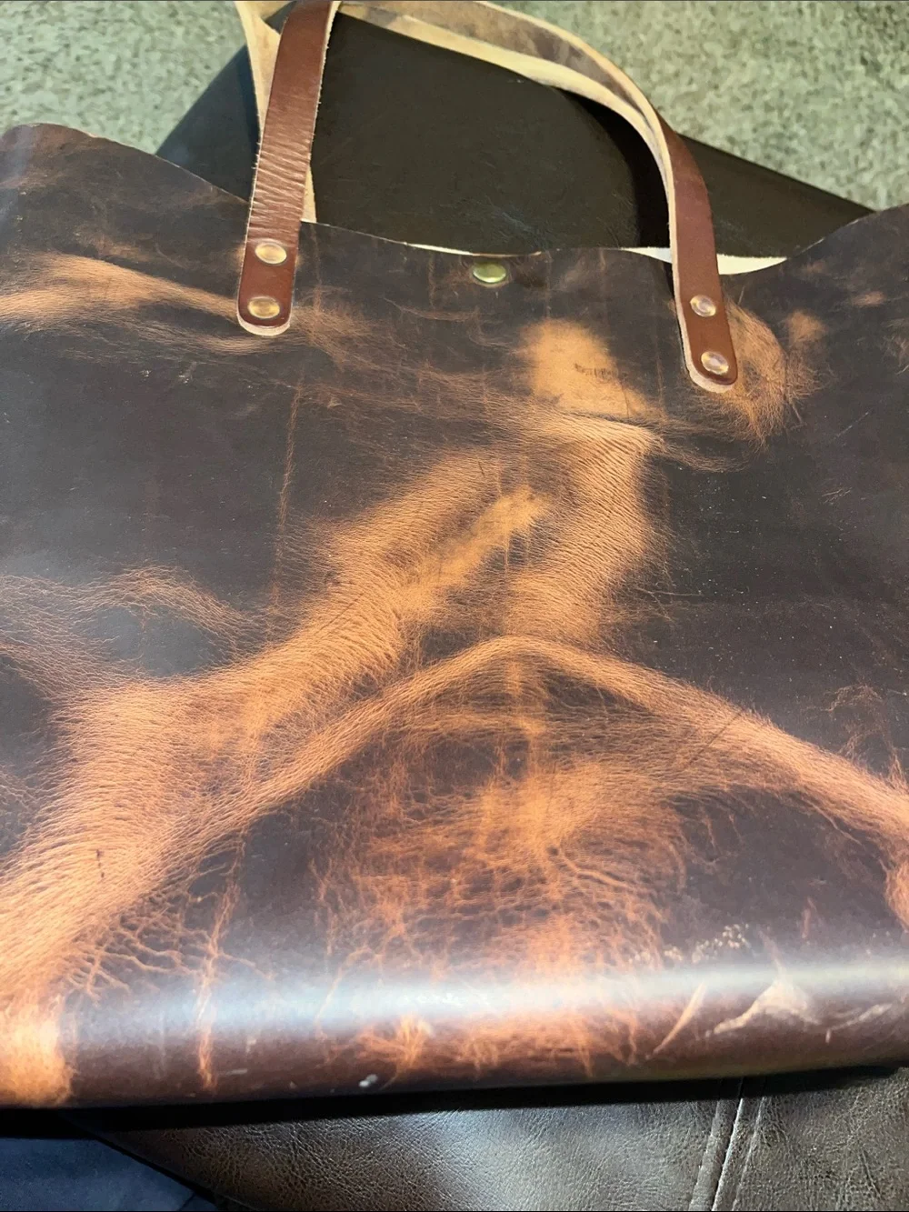 Autumn harvest Brown Leather Tote Bag from KMM and co